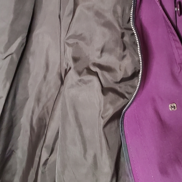 Grape Purple London Fog Single Breasted Trench Coat - Picture 3 of 15